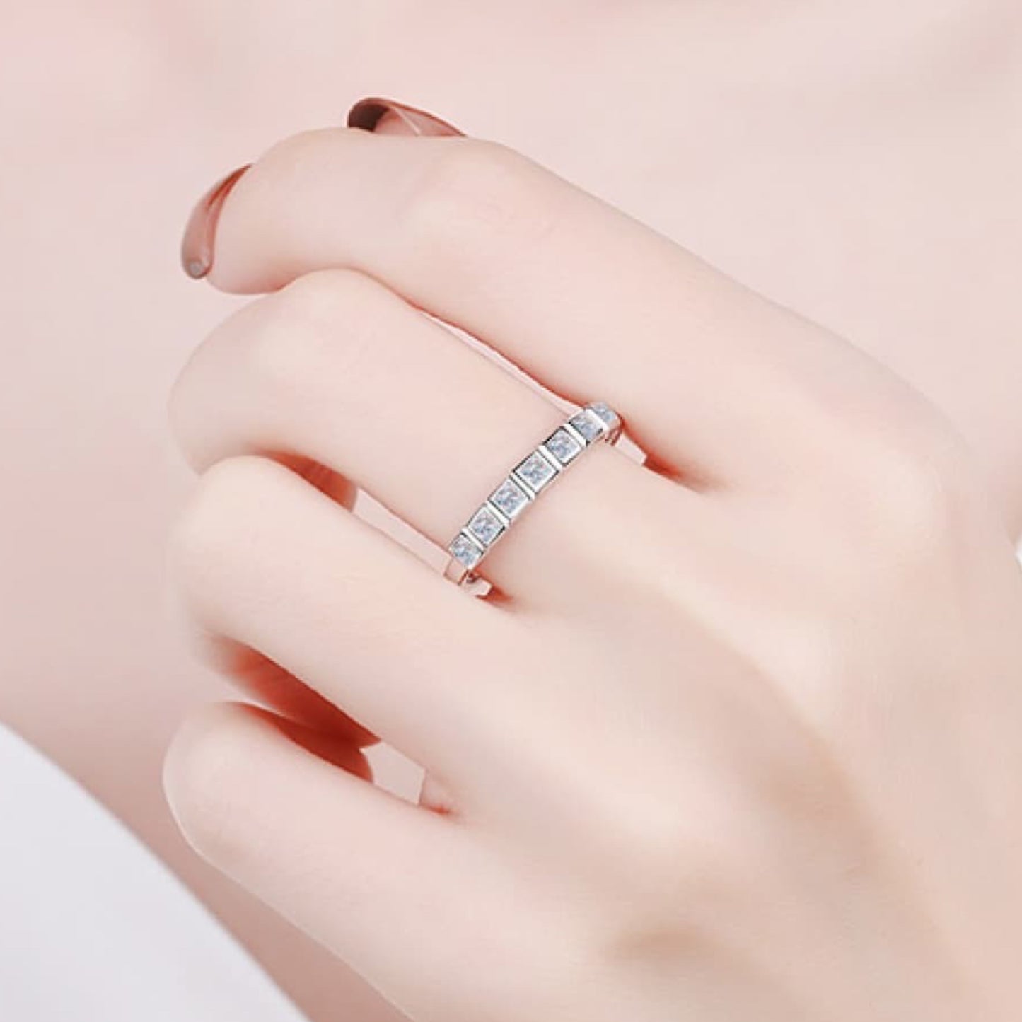 Moissanite Half-Eternity Ring