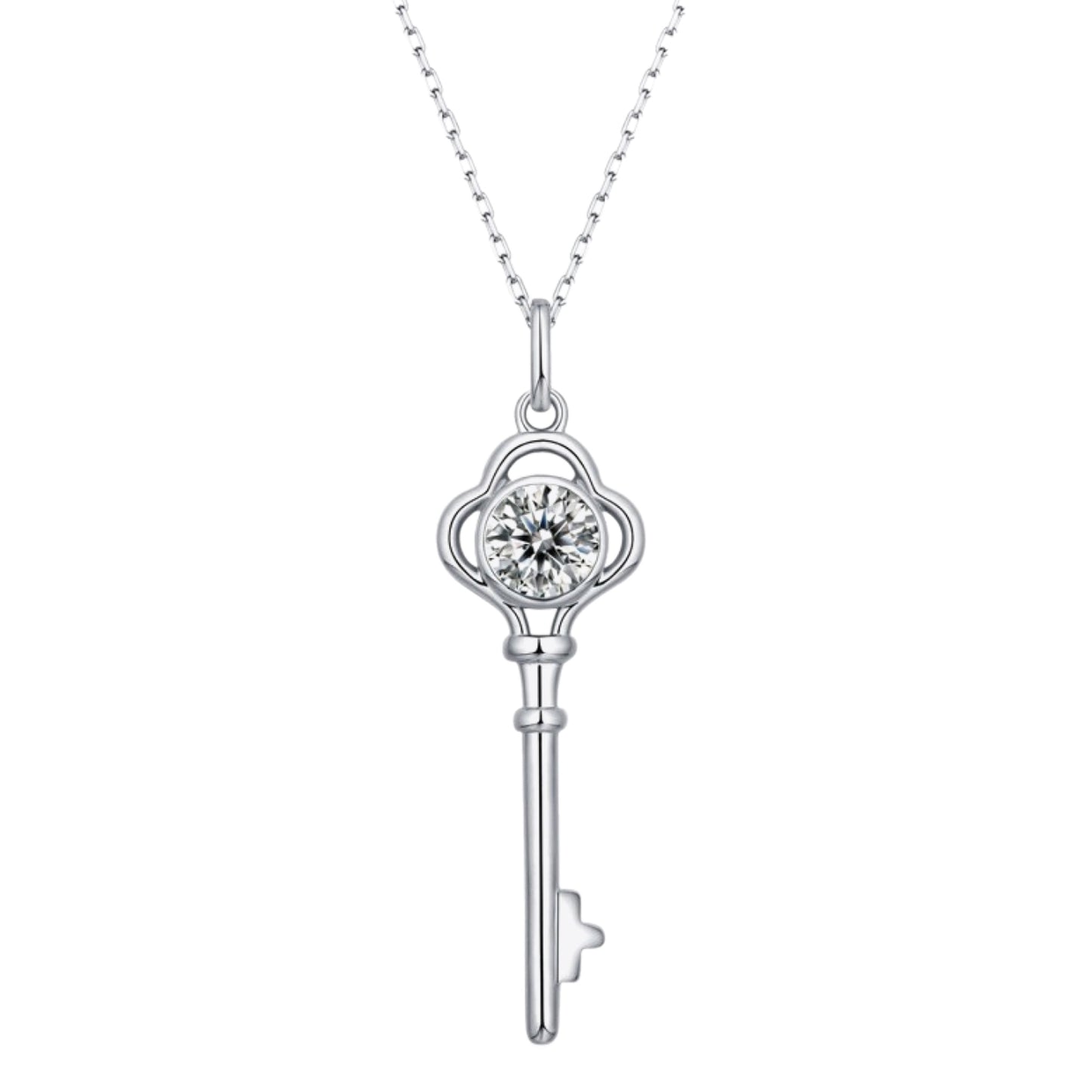 1 Carat Moissanite Key Charm Necklace