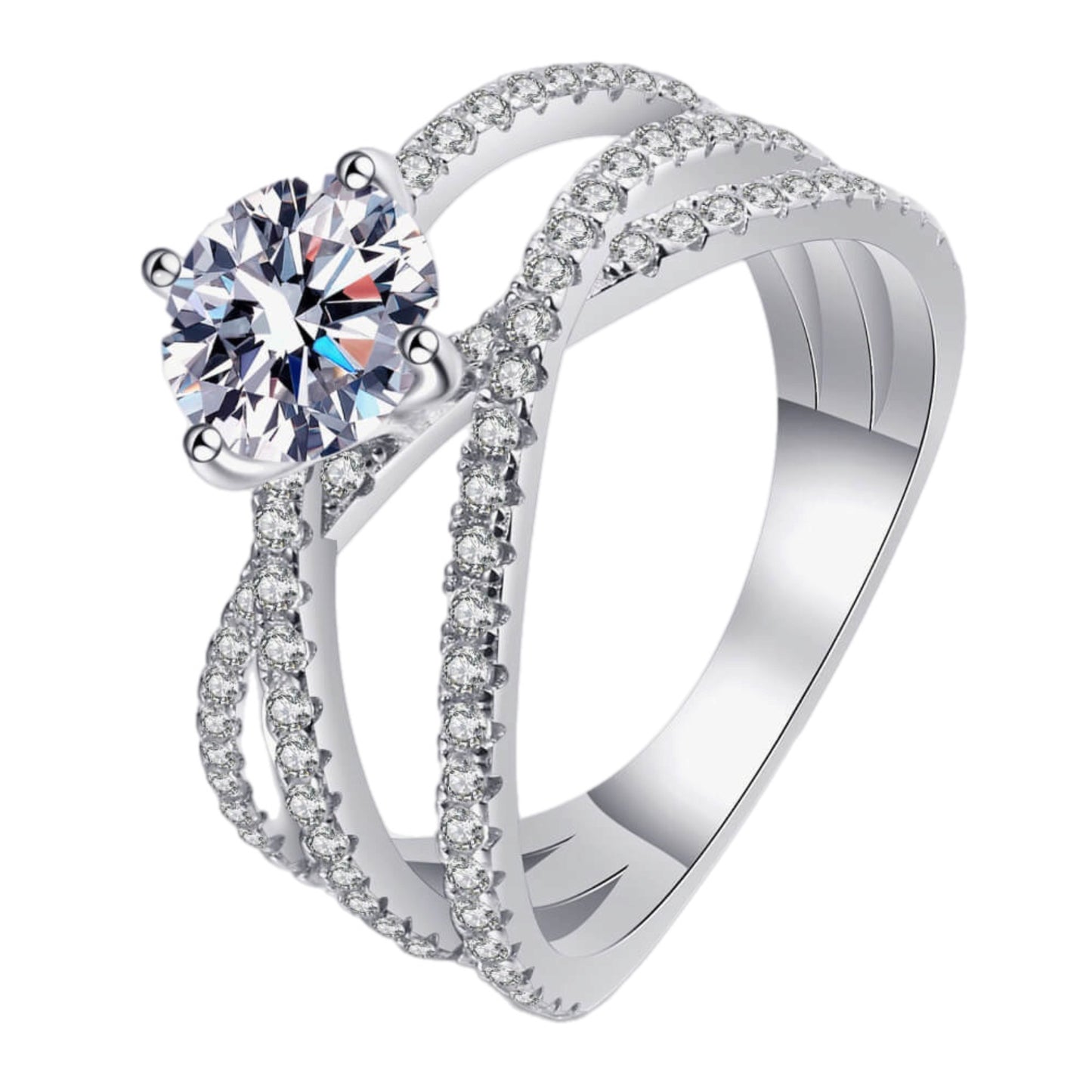 1 Carat Moissanite Crisscross Ring