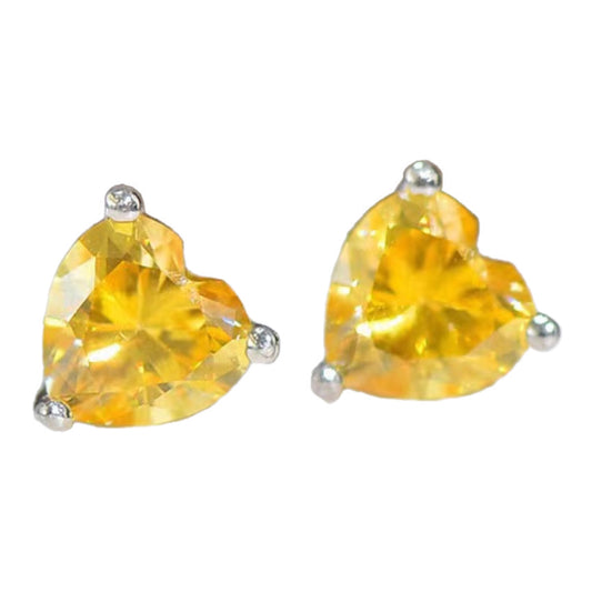 Yellow Heart Moissanite Earrings