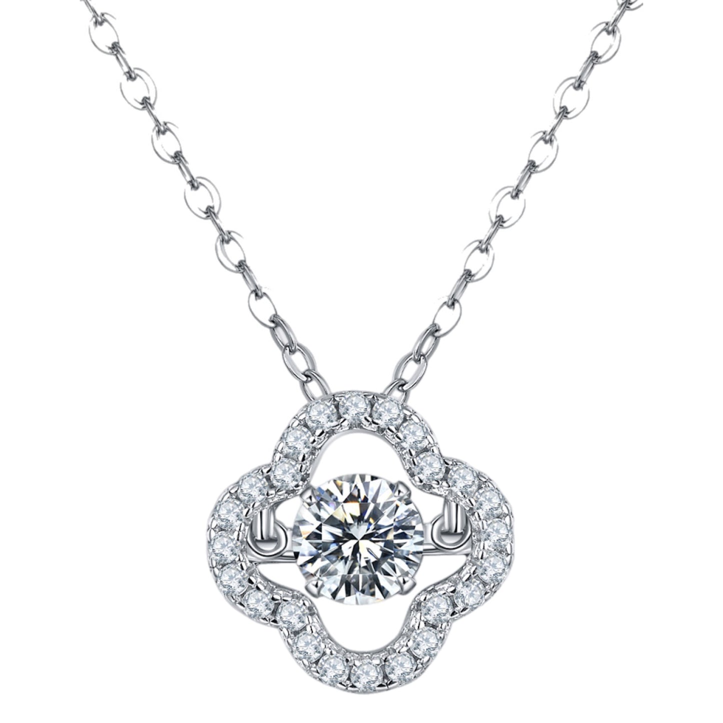 Moissanite Four Leaf Clover Necklace