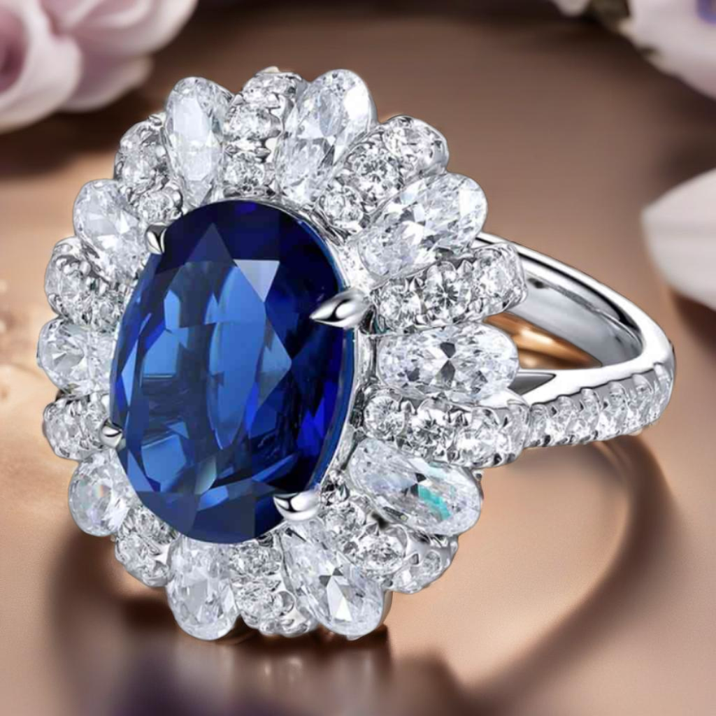 5 Carat Sapphire Flower Ring