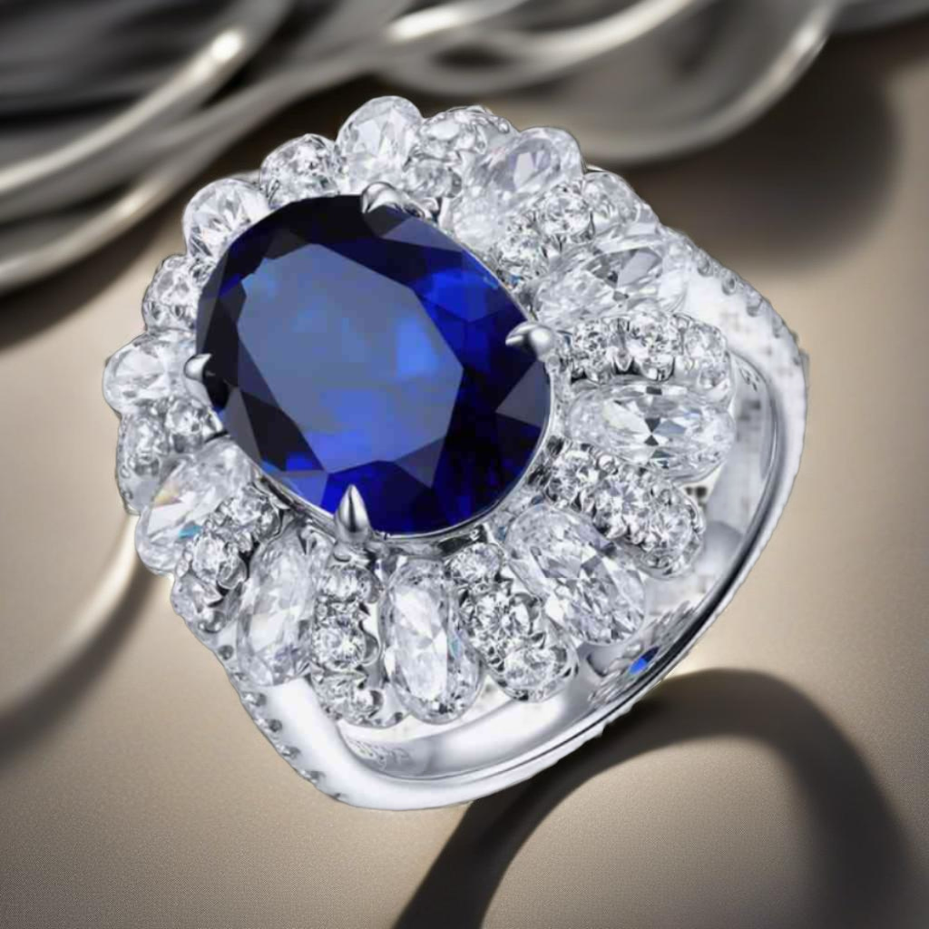 5 Carat Sapphire Flower Ring