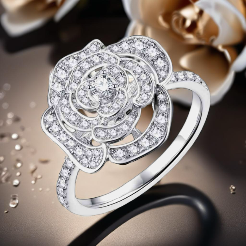 Moissanite Flower Ring