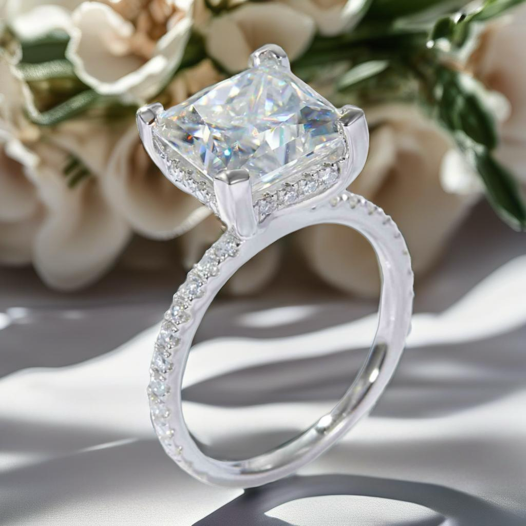 5.52 Carat Moissanite Side Stone Ring