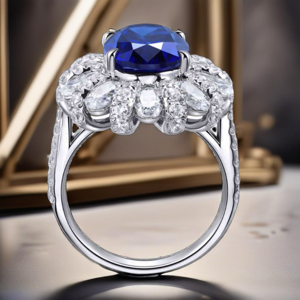 5 Carat Sapphire Flower Ring