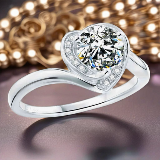 1 Carat Moissanite Heart Ring