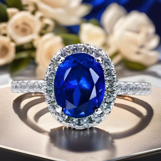 2 Carat Blue Moissanite Ring