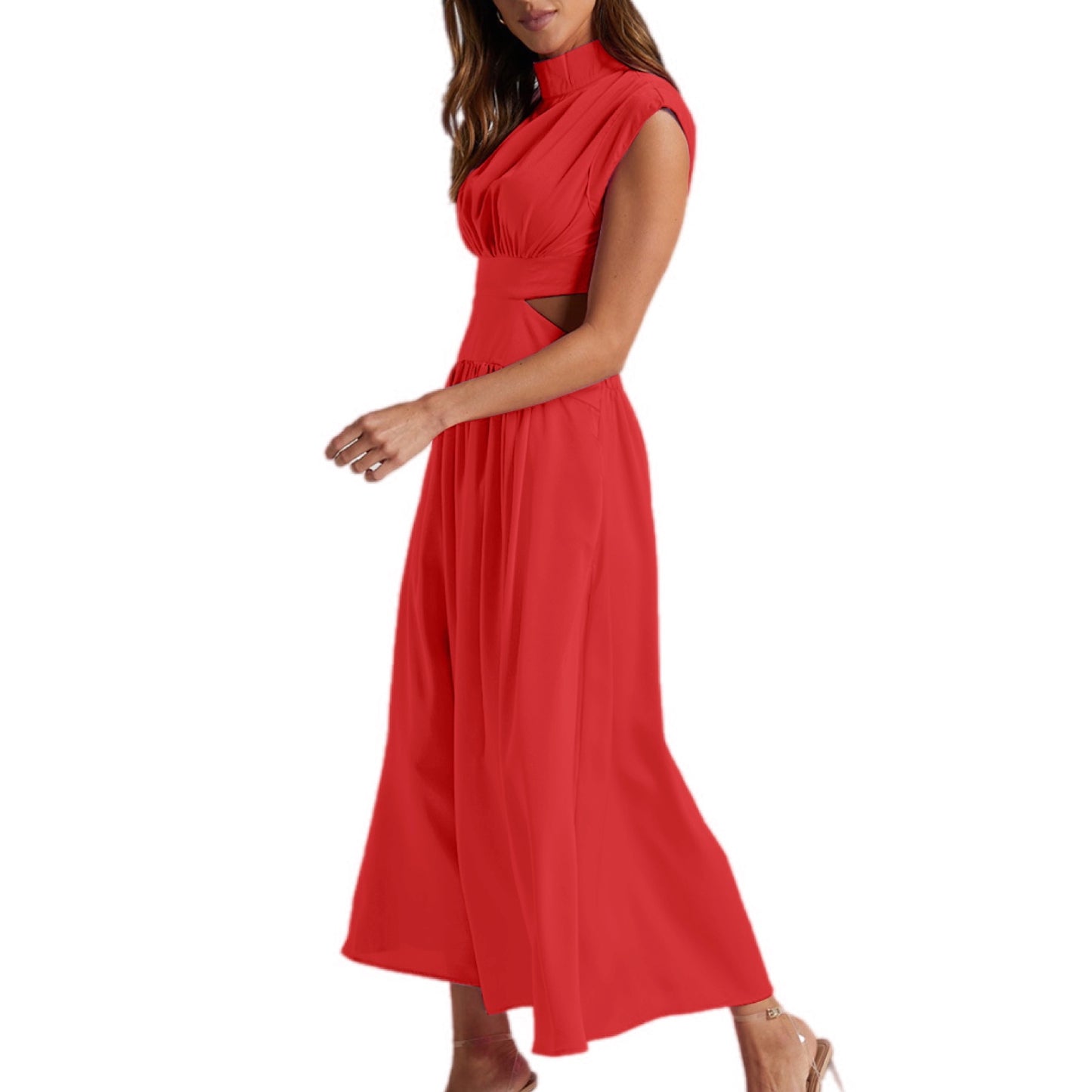 Cut-Out Mock Neck Midi Dress