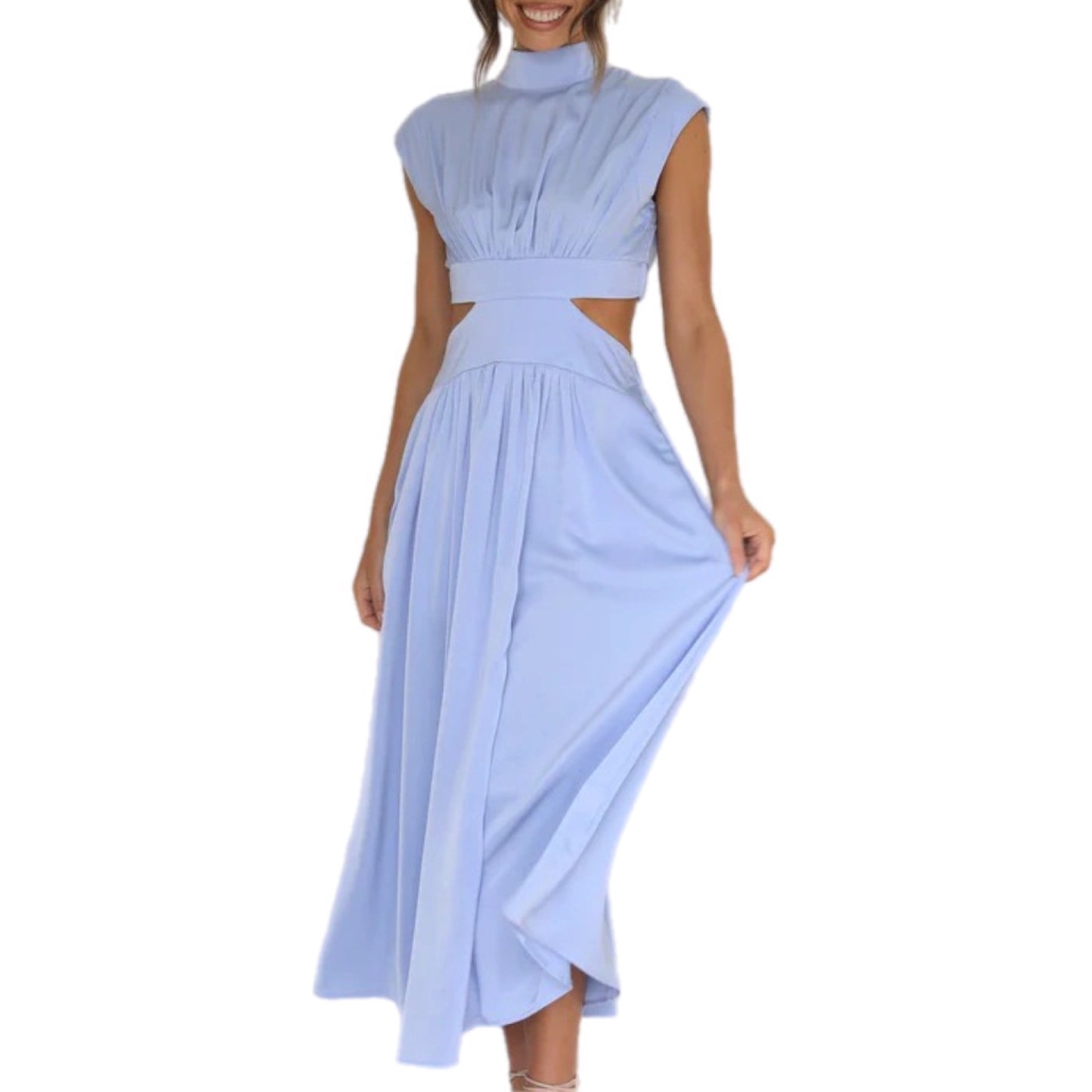 Cut-Out Mock Neck Midi Dress