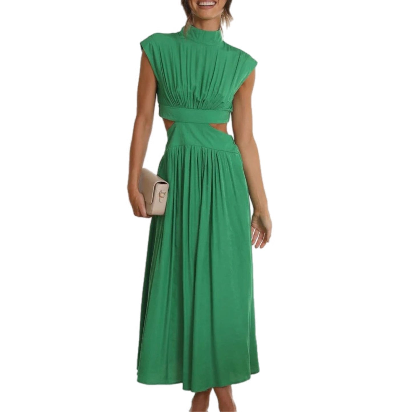 Cut-Out Mock Neck Midi Dress