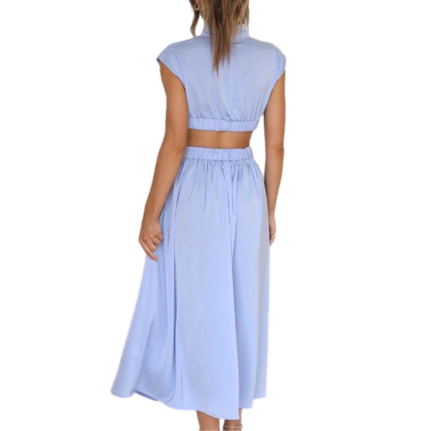 Cut-Out Mock Neck Midi Dress