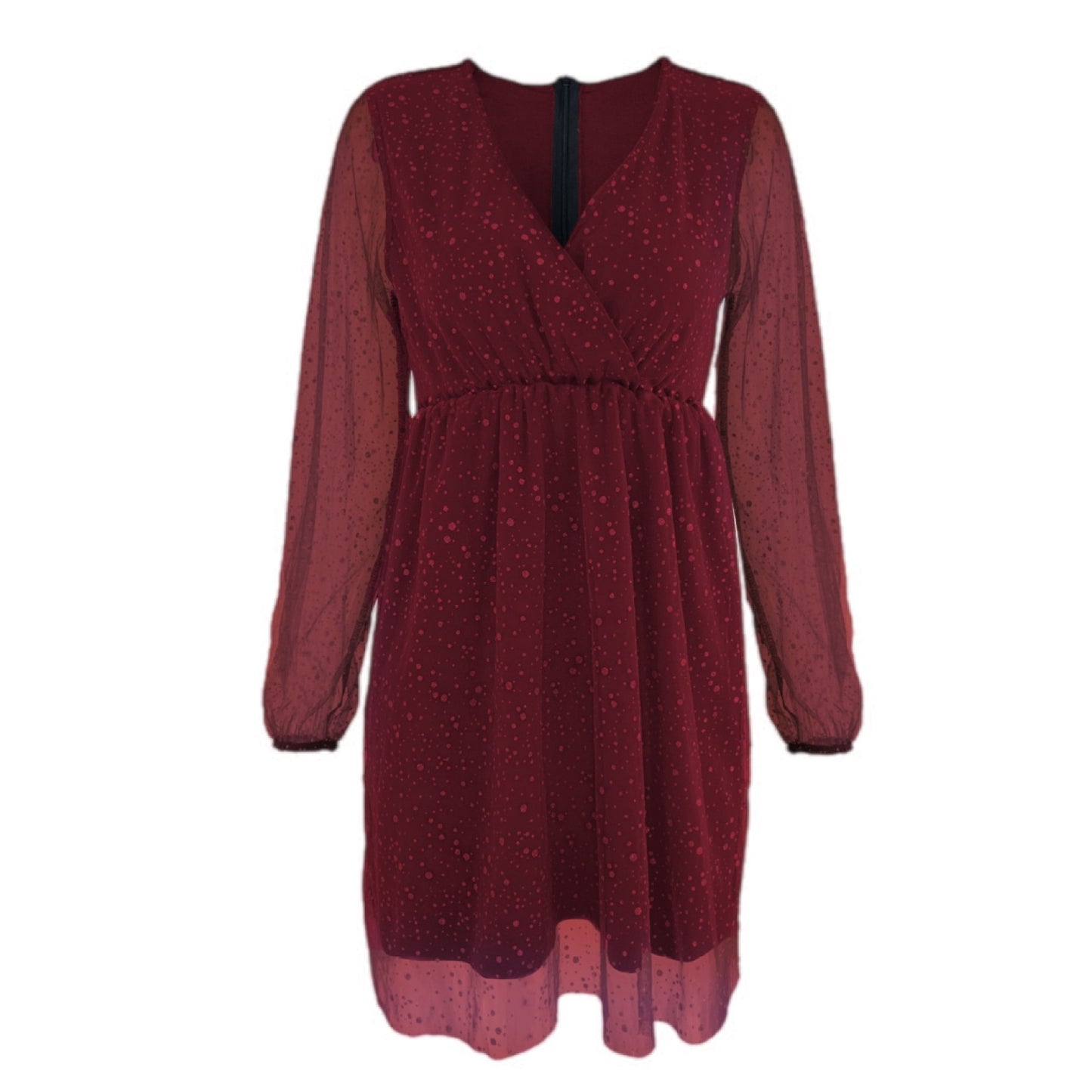 Glittery Tulle Sleeve Wrap Dress