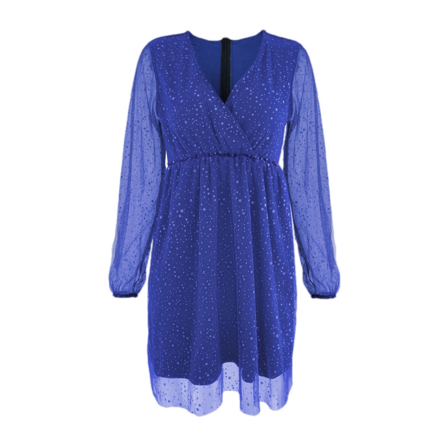 Glittery Tulle Sleeve Wrap Dress