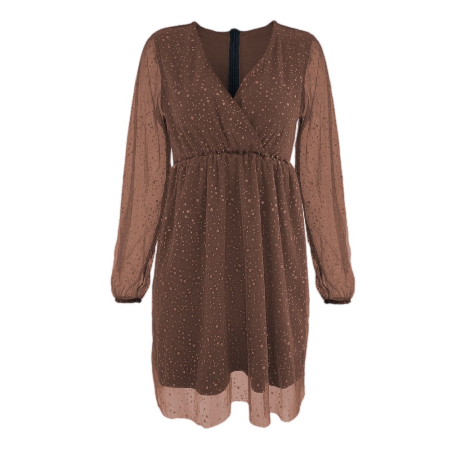 Glittery Tulle Sleeve Wrap Dress