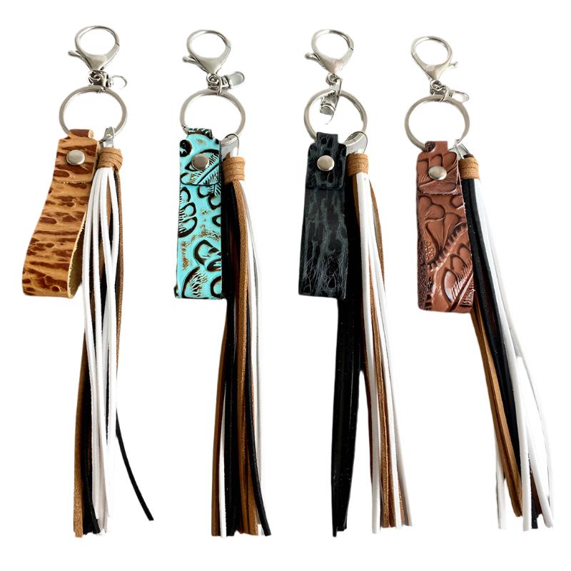 Genuine Leather Tassel Keychain