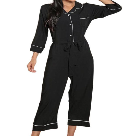 Contrast Belted Jumpsuit