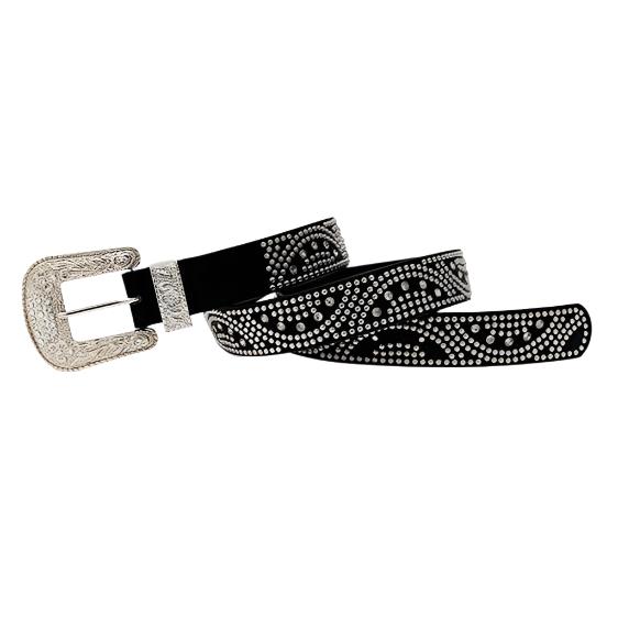 Studded Rhinestone Vegan Leather Belt