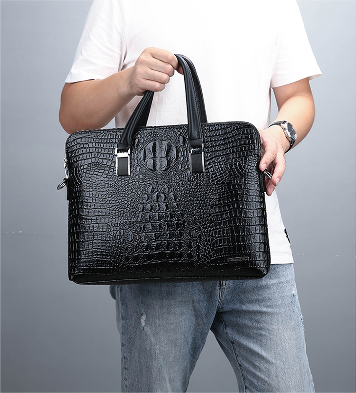 Vegan Crocodile Leather Briefcase