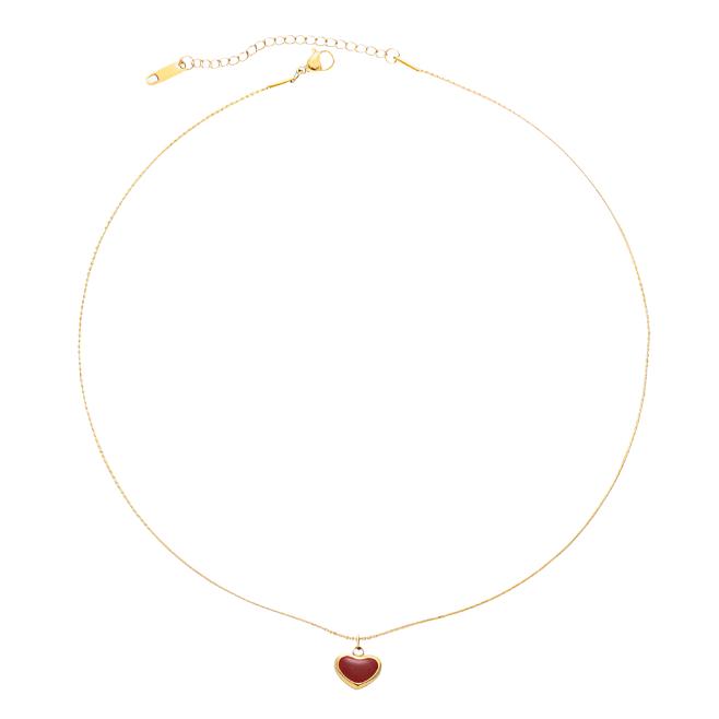 Gold Steel Drip Oil Heart Necklace