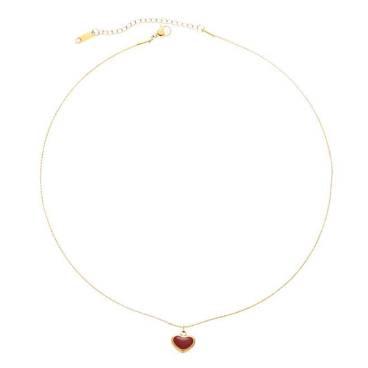 Gold Steel Drip Oil Heart Necklace