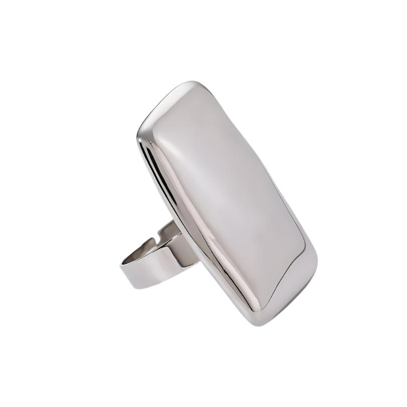 Gold or Silver Steel Rectangle Open Ring