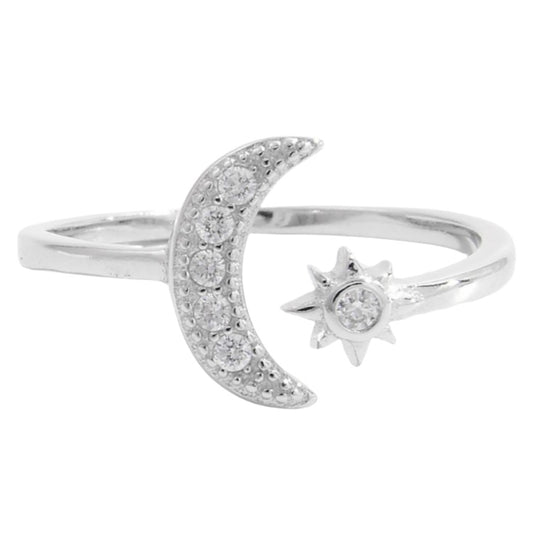 925 Sterling Silver Moon Open Ring