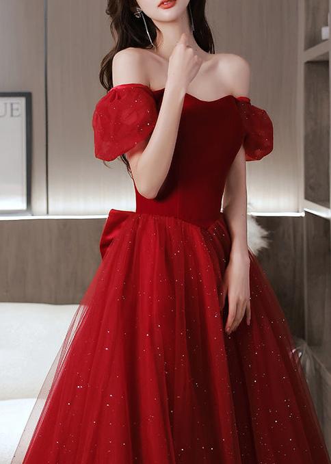 Red Evening Gown with Bow