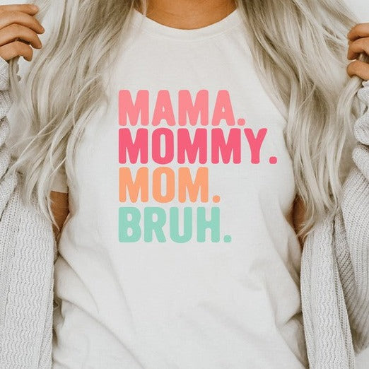 Plus Mama Mommy Mom Bruh Pastel Graphic Tee - Plus