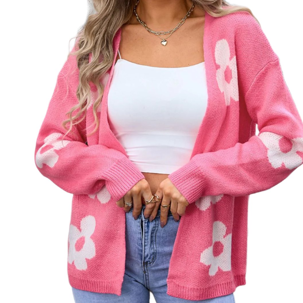 Flower Open Front Cardigan