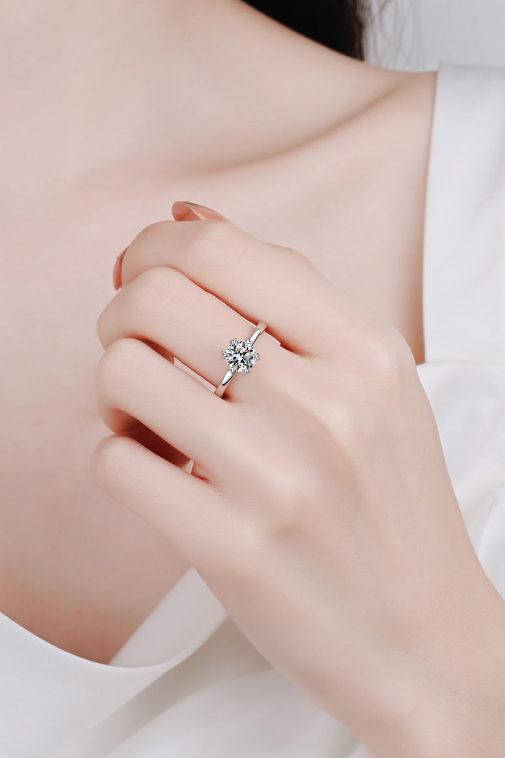 Classic Solitaire Moissanite Engagement Ring