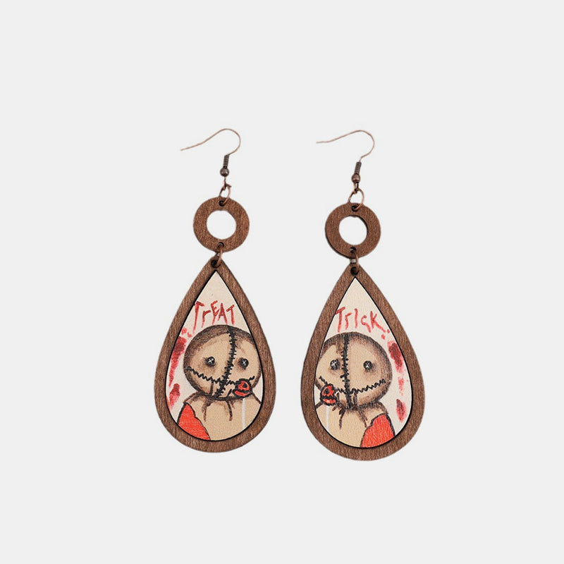 Wooden Halloween Earrings