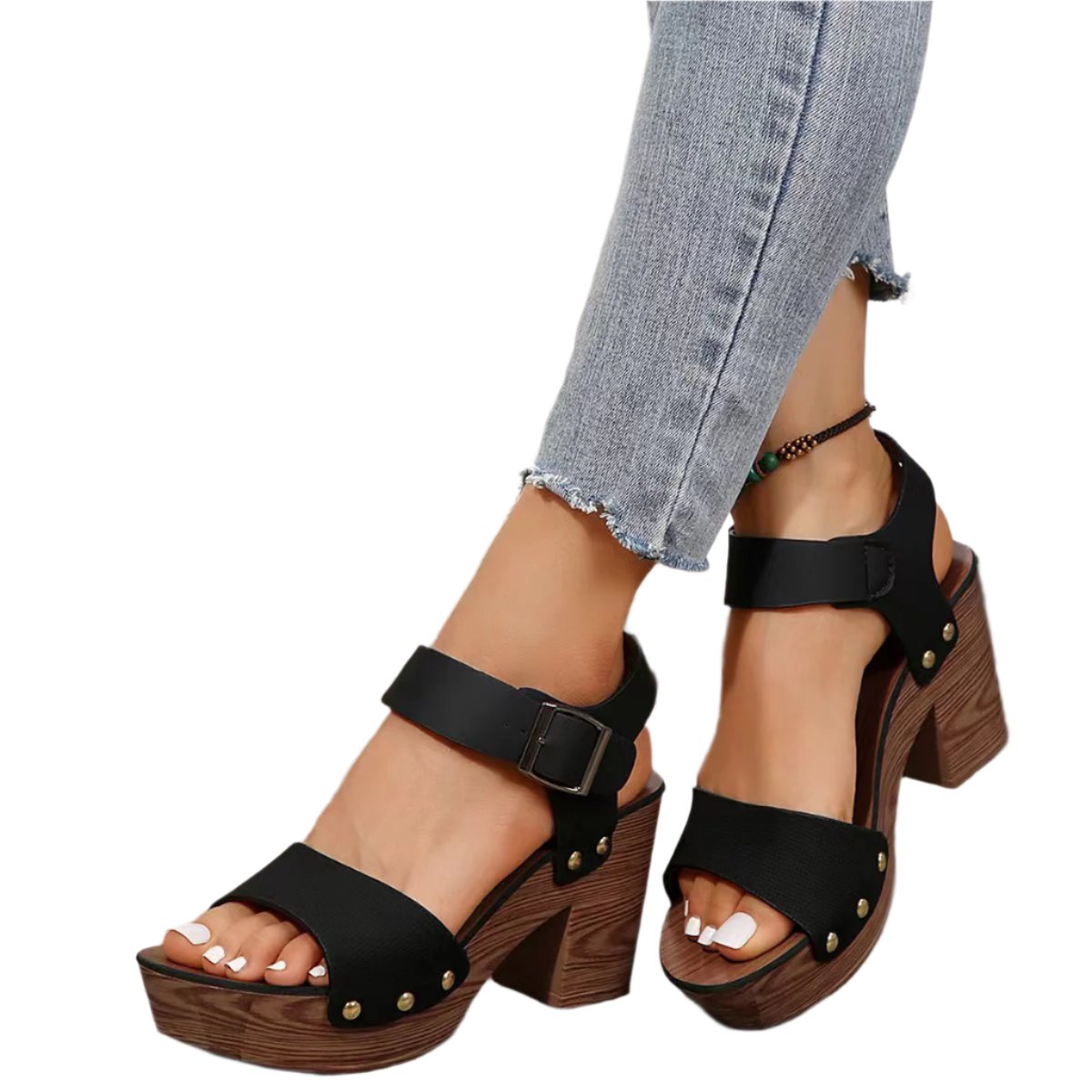 Peep Toe Block Heel Sandals