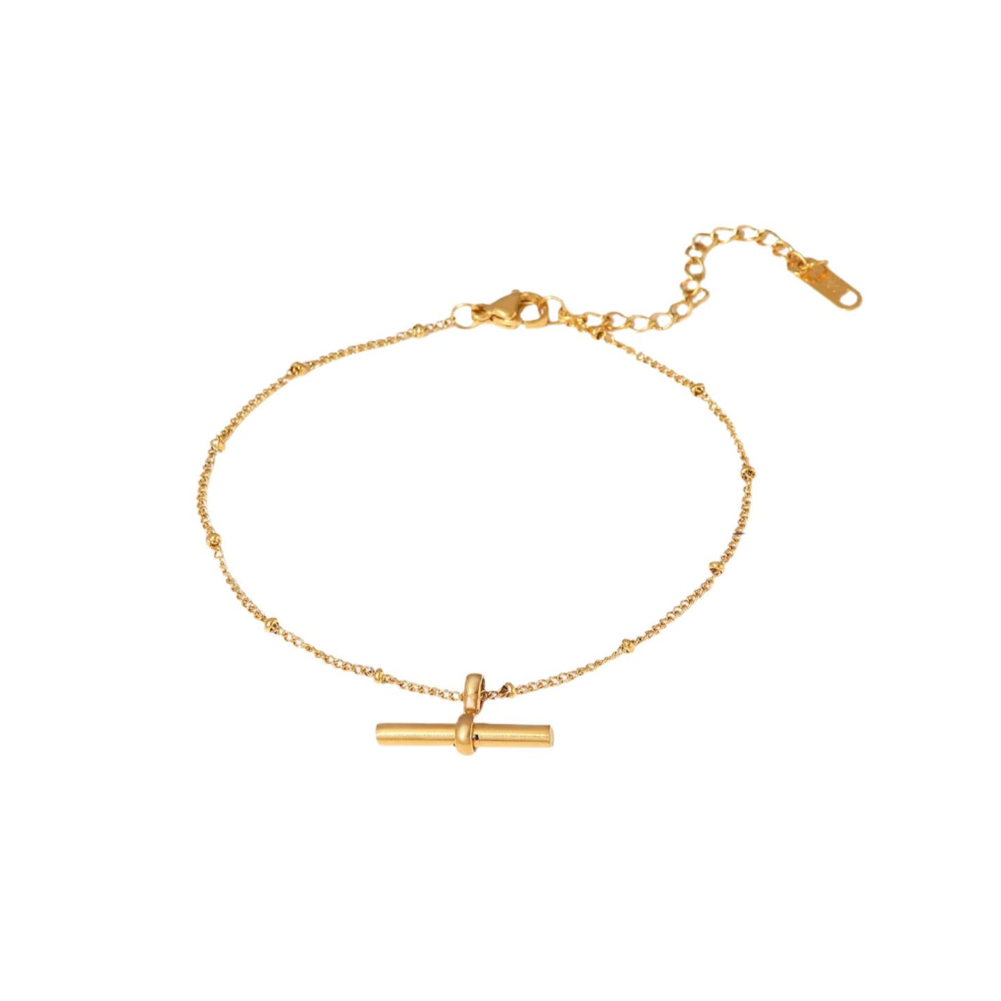 Gold Steel Satellite Chain Charm Anklet