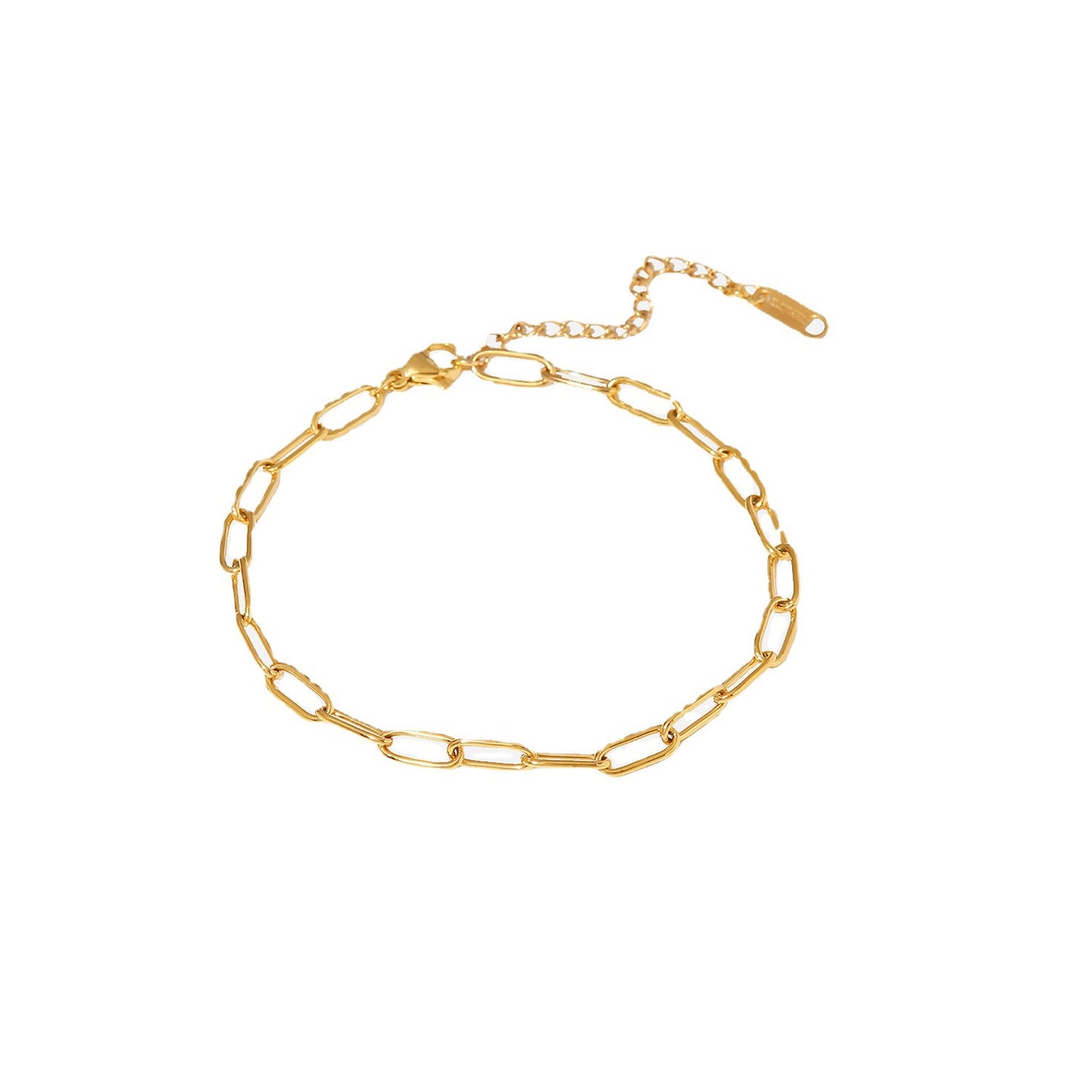 Gold Steel Paperclip Chain Anklet