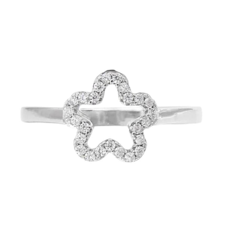 925 Sterling Silver Inlaid CZ Flower Ring