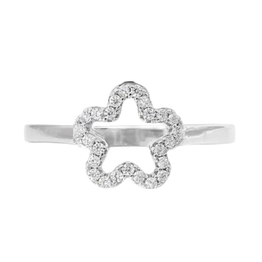 925 Sterling Silver Inlaid CZ Flower Ring