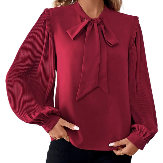 Frill Tie Neck Long Sleeve Blouse