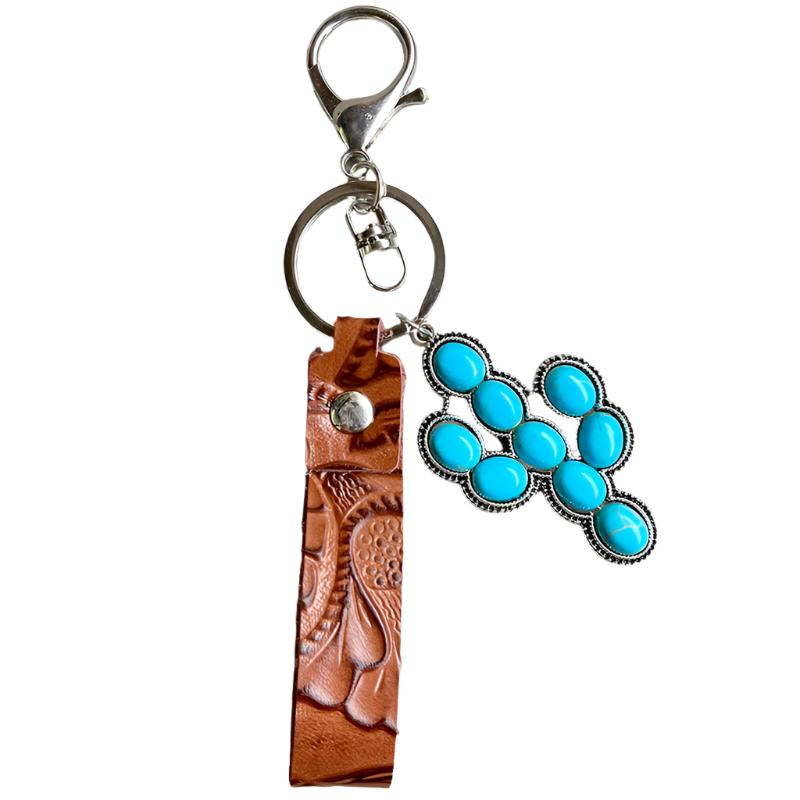 Turquoise Genuine Leather Keychain