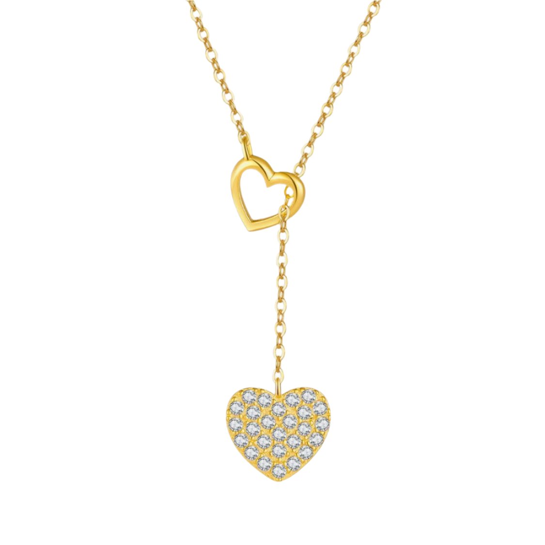 925 Sterling Silver Inlaid CZ Heart Necklace