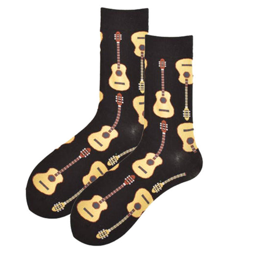 Guitar Patterned Mid-Calf Socks