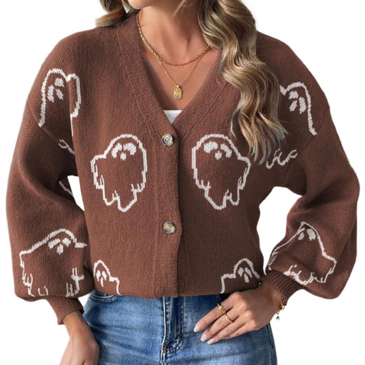 V-Neck Dropped Shoulder Cardigan