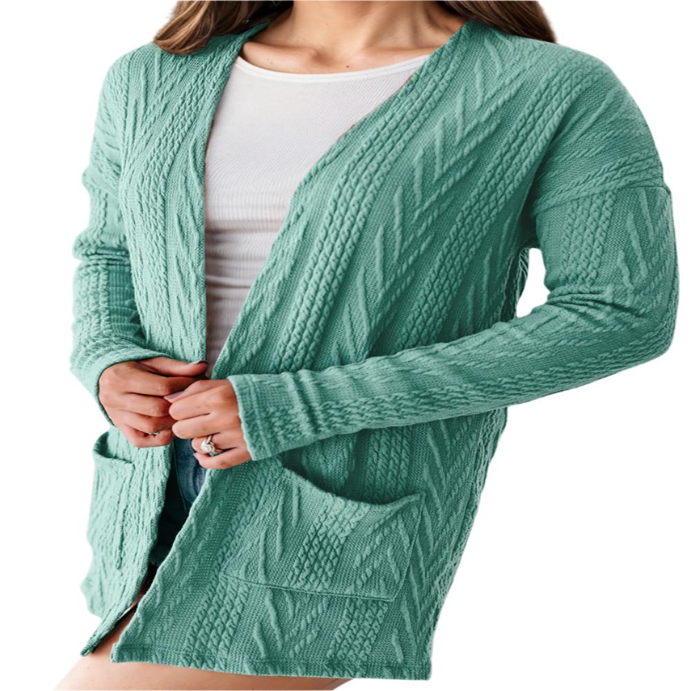 Open Front Knit Cardigan with Pockets