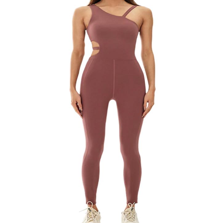 Cutout Asymmetrical Neck Active Jumpsuit