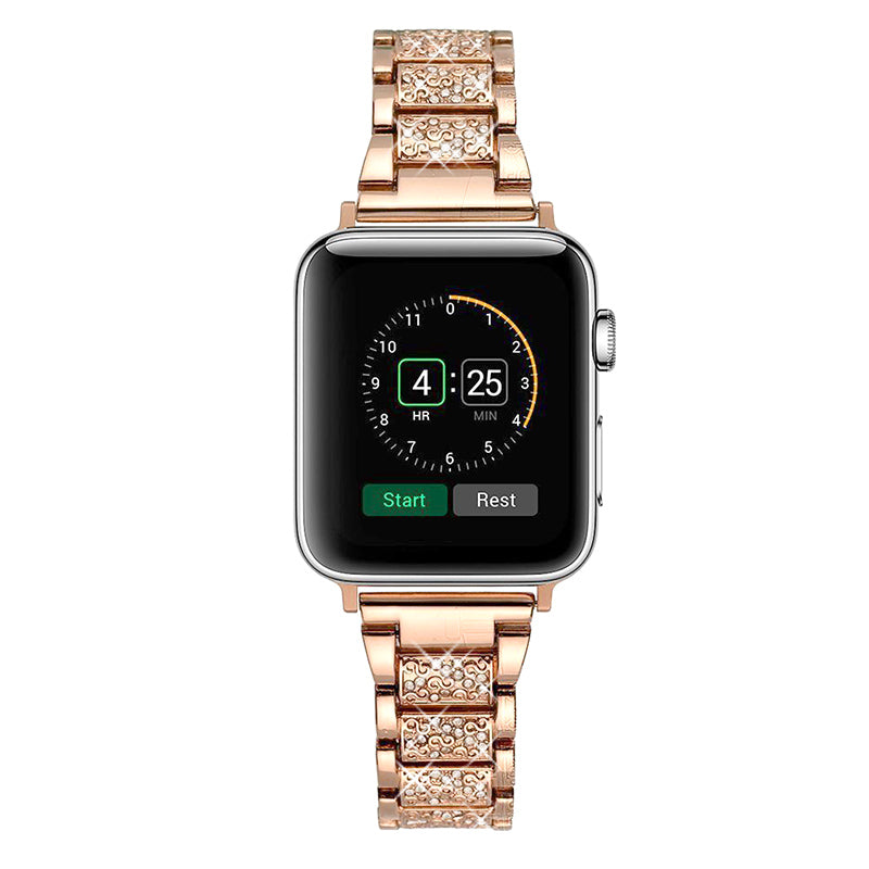 Stainless Steel Apple Watch Band with CZ Accents