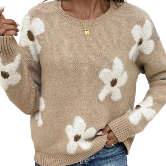 Flower Round Neck Sweater