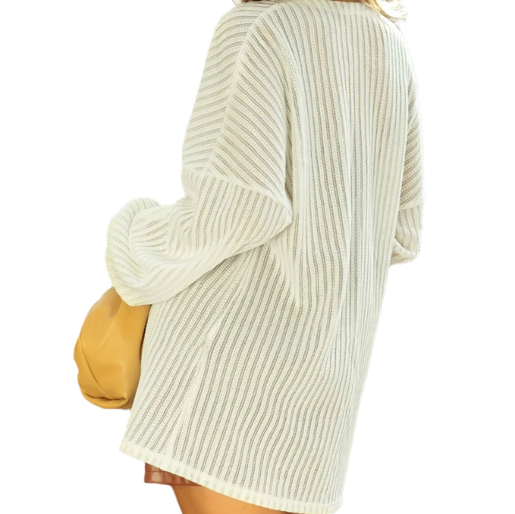 Open Front Dropped Shoulder Cardigan