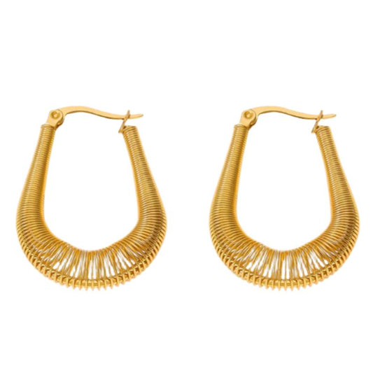 Gold Steel U Shape Earrings