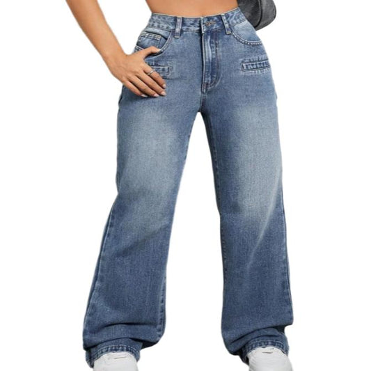 High Rise Wide Leg Jeans with Pockets