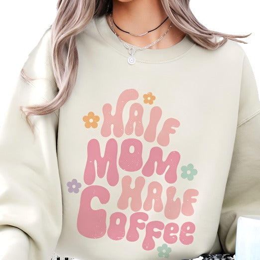 Half Mom Half Coffee Graphic Top